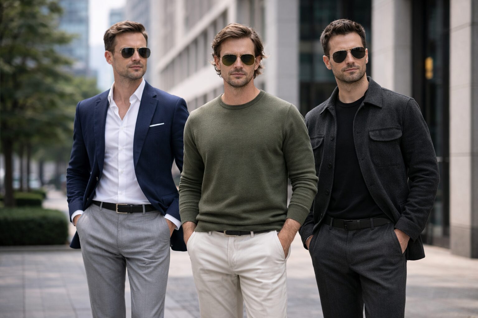 Smart Casual und Pilotenbrille typische Outfit-Kombinationen